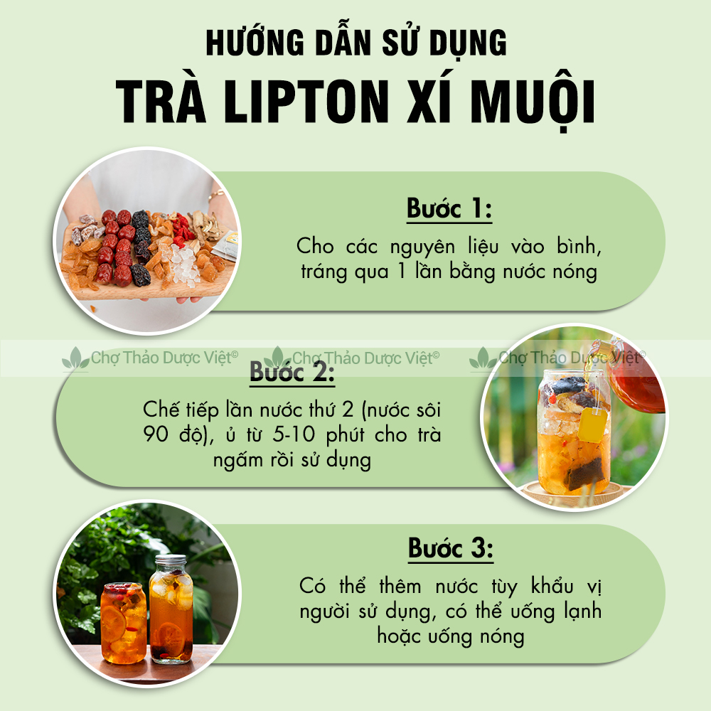 Trà lipton xí muội cam thảo, set trà tắc xí muội 10 vị mix sẵn mát gan, thanh nhiệt, giảm stress