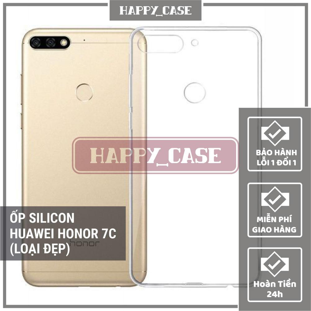 Ốp lưng điện thoại huawei honor 7c thin transparent silicon
