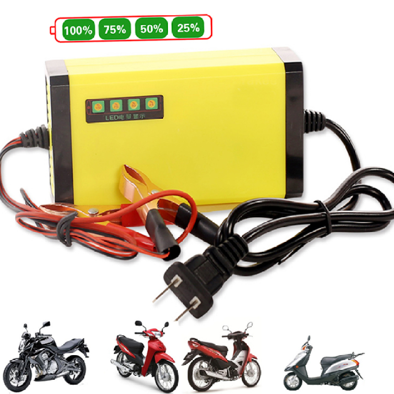 Bộ sạc bình acquy 12v 2A thông minh cho xe máy, kích thước nhỏ gọn tiện lợi, SẠC bình ắc quy 12v, Sạc Acquy 12V 2a Nguồn Xung ổn Định Thích Hợp Sạc Bình Khô Và Bình Nước Từ 2ah-20AH