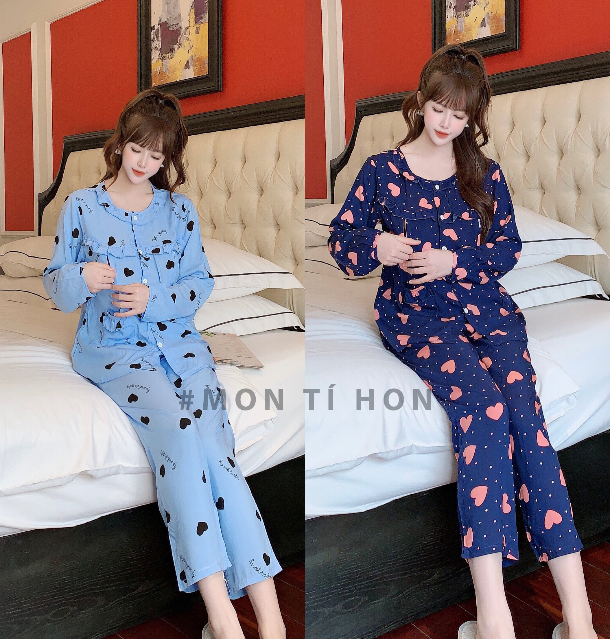 [Size đại] Bộ sau sinh dài vải lanh lụa (có chun rút chỉnh bụng và khoá cho bé bú) - size XXL(60-75kg)