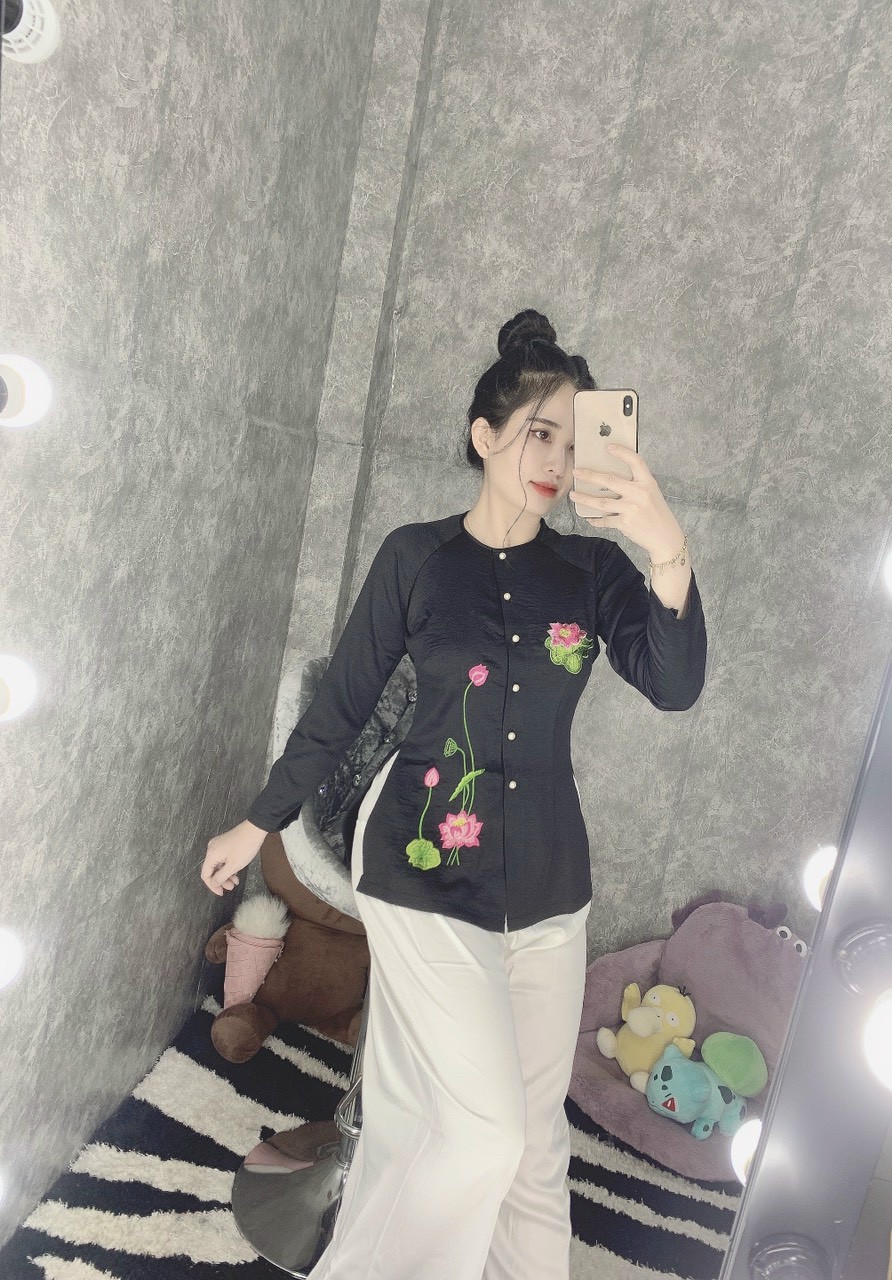 BÀ BA LỤA THÊU SEN ĐỒ LAM ĐI CHÙA ĐỒ THỜI TRANG