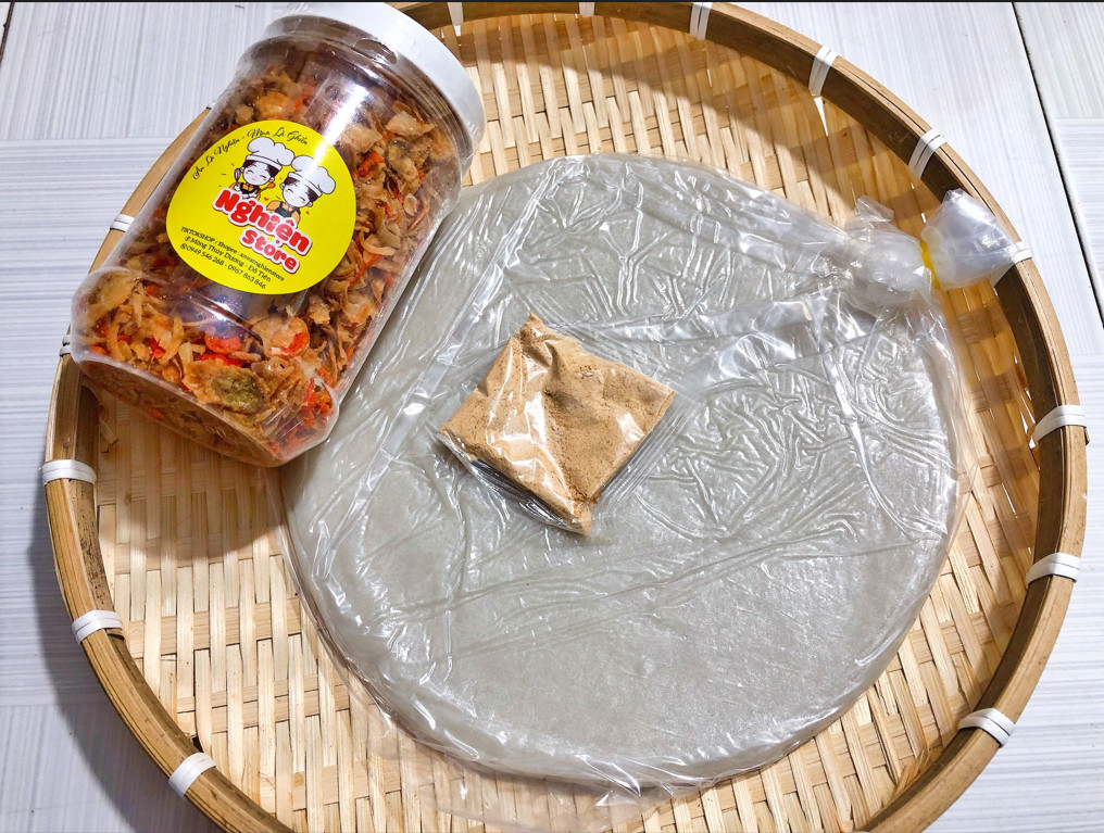 [Combo ruốc hành phi ] 250gr bánh tráng kèm hủ ruốc hành phi 200gr