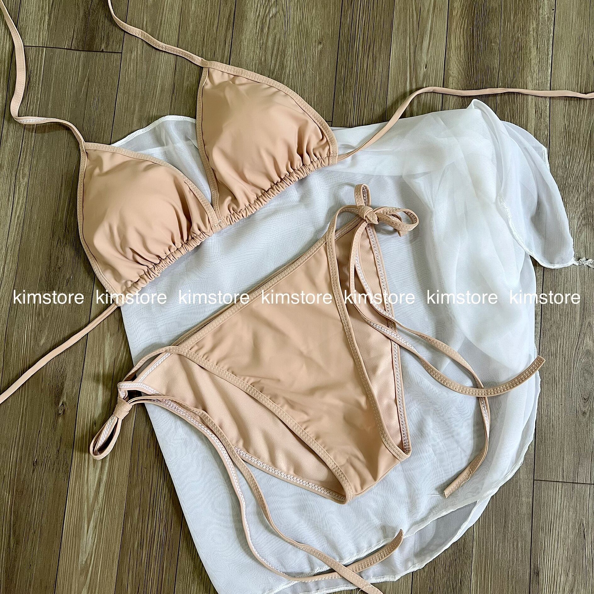 Set bikini basic kèm khăn nhiều màu.