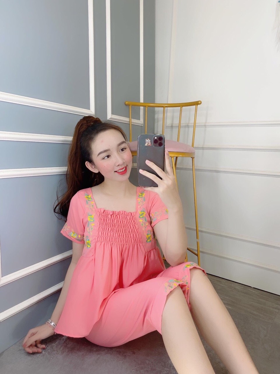 Đồ Bộ nữ lửng lụa thêu chất đẹp+ ảnh thật