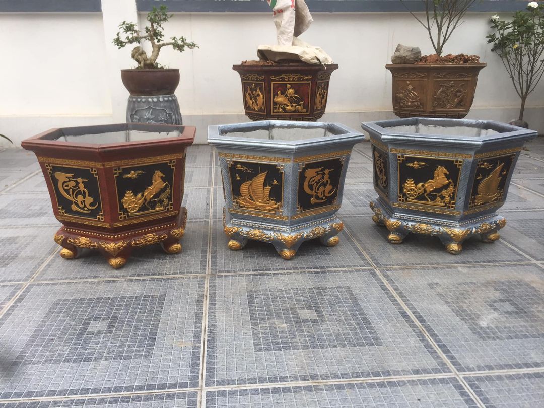 Khuôn chậu lục giác 48 chân liền đổ đáy