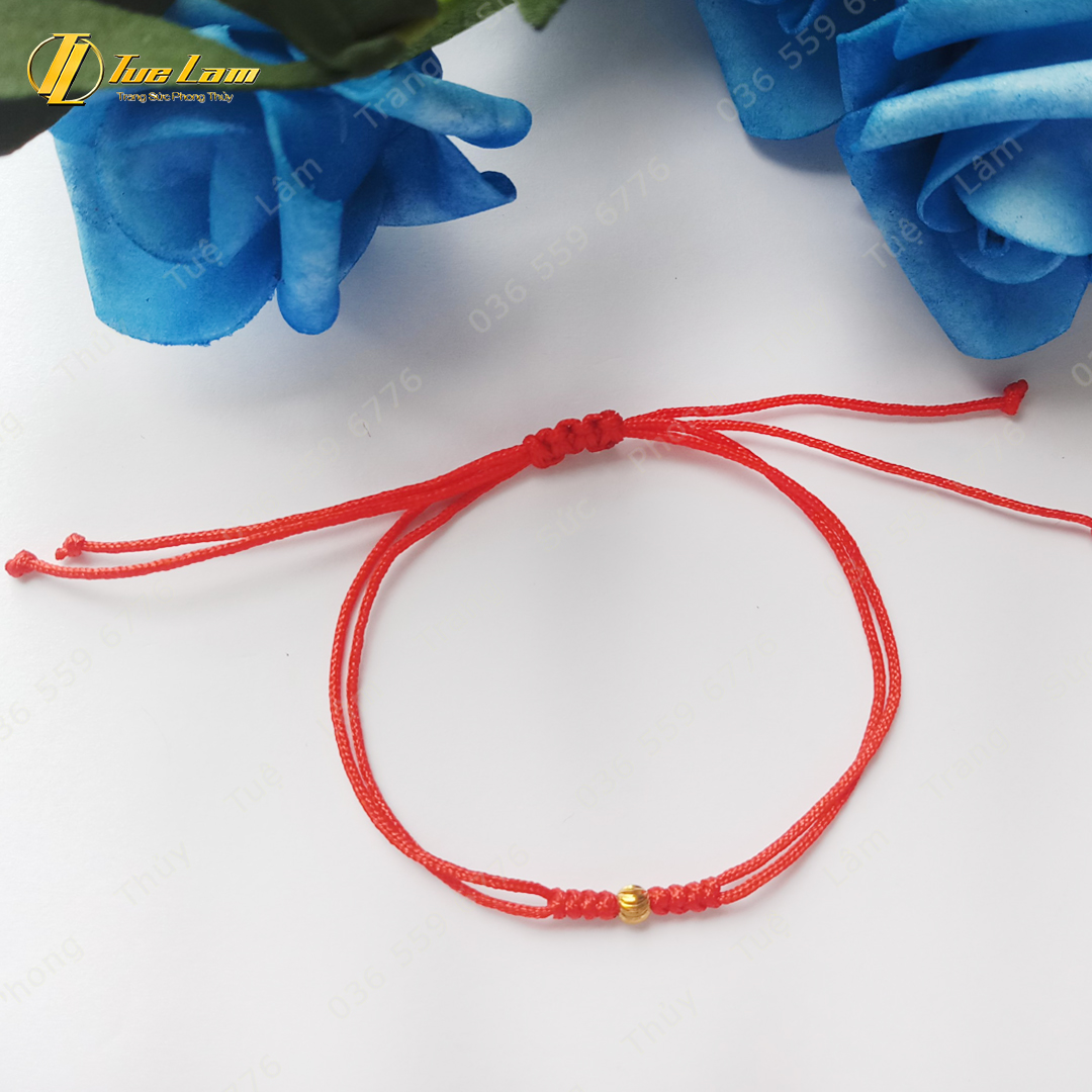 Vòng Tay May Mắn Nữ Dây Chỉ Đủ Màu Bện Bi Vàng Khía - Tuệ Lâm