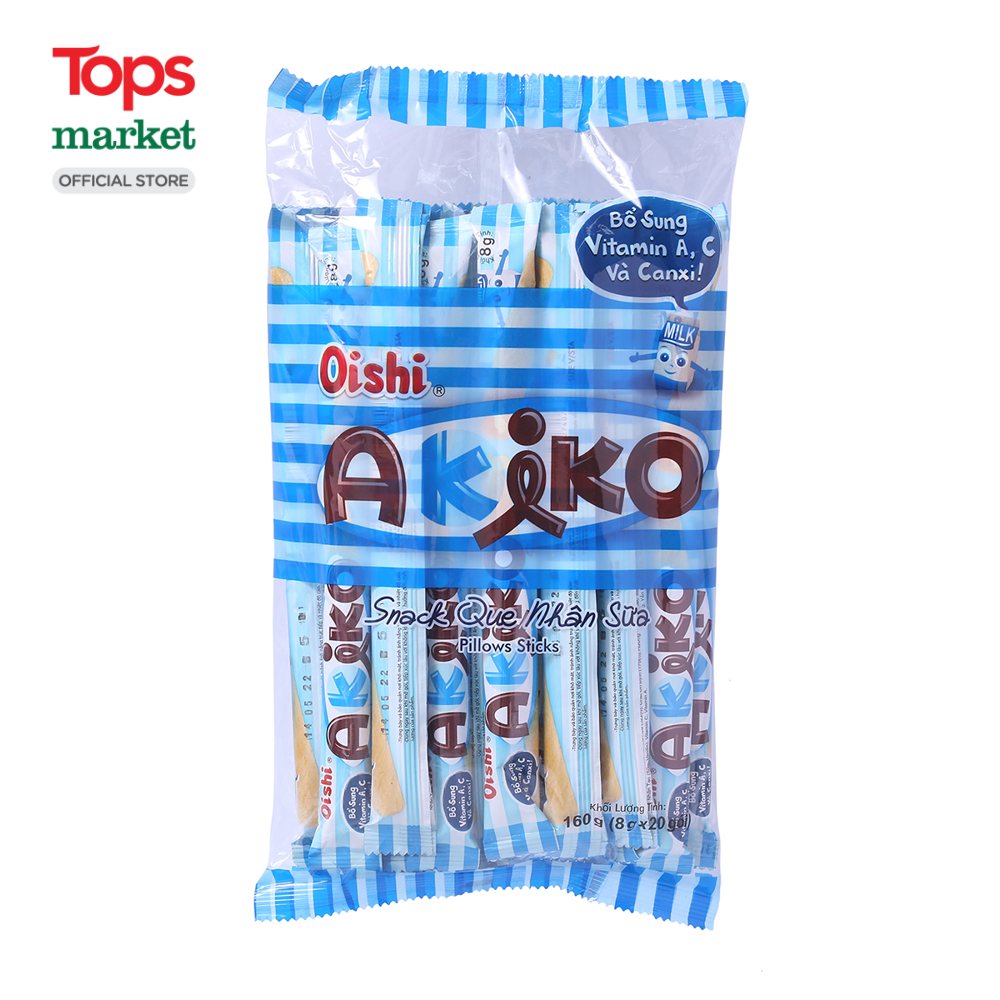 Snack Que Nhân Sữa Oishi Akiko Gói 160G - Siêu Thị Tops Market
