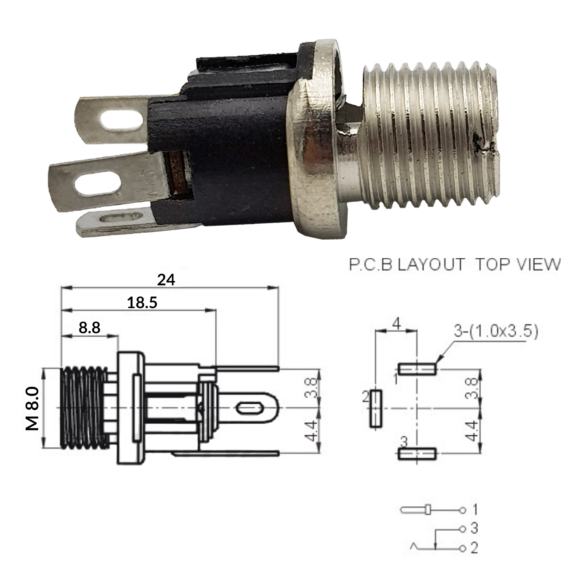 Jack DC cái 5.5x2.1 mm DC-025M
