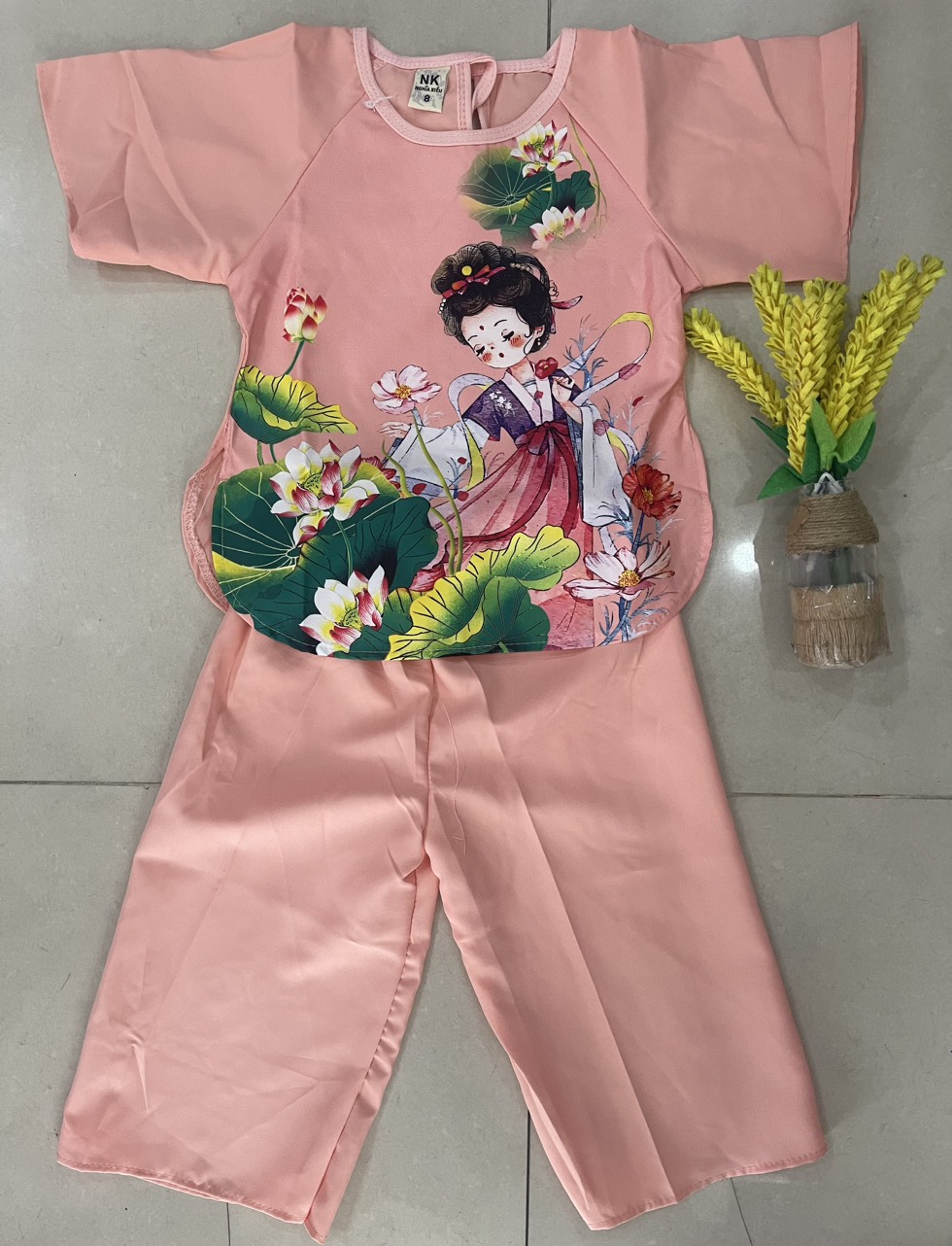 Áo bà ba cách tân cho bé gái , chất vải lụa mềm mại