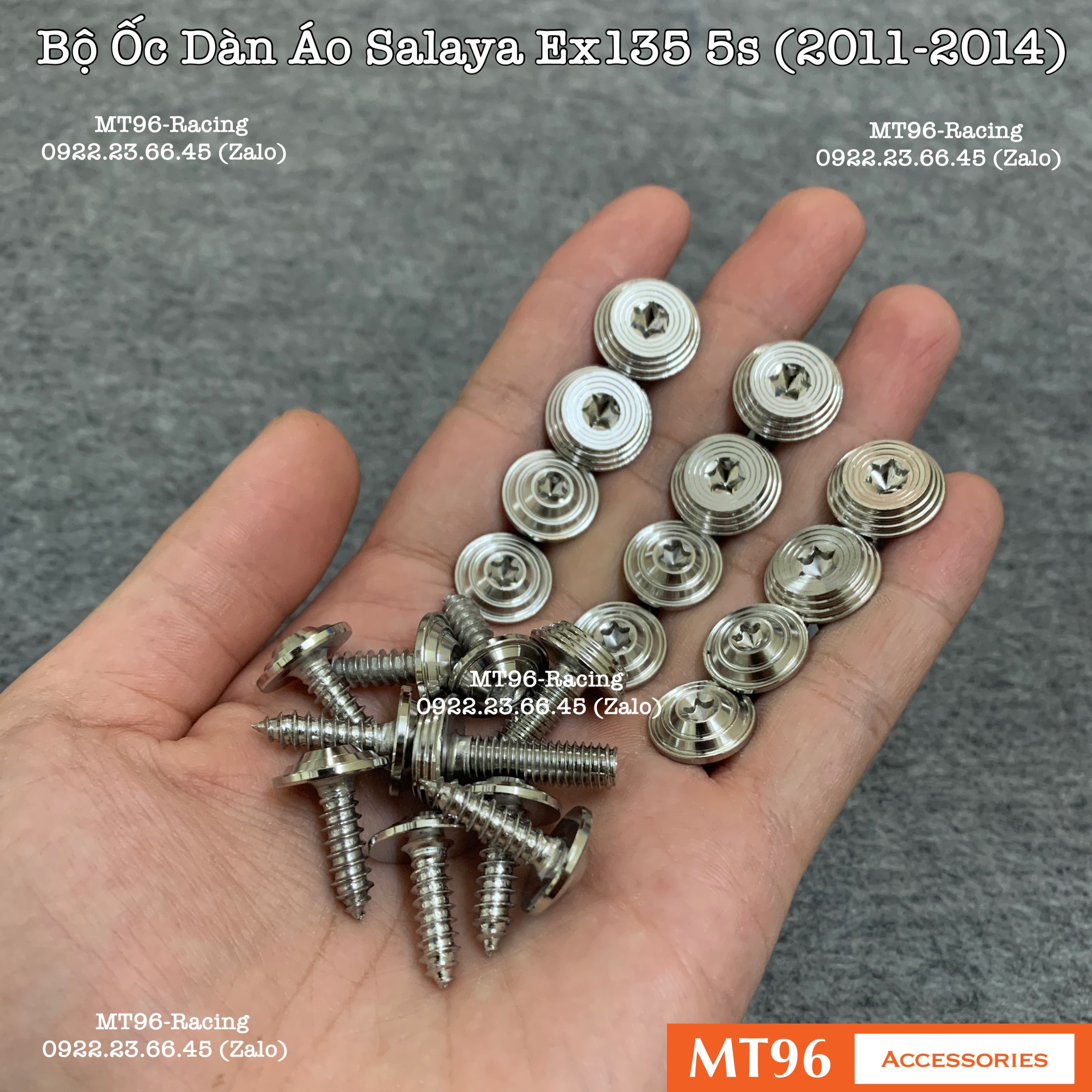 Bộ Ốc Áo Salaya Kiểu Thái Cho Exciter 135 5s (2012-2014) Chuẩn Inox304 Siêu Bóng Không Gỉ Sét (Có Bảo Hành)