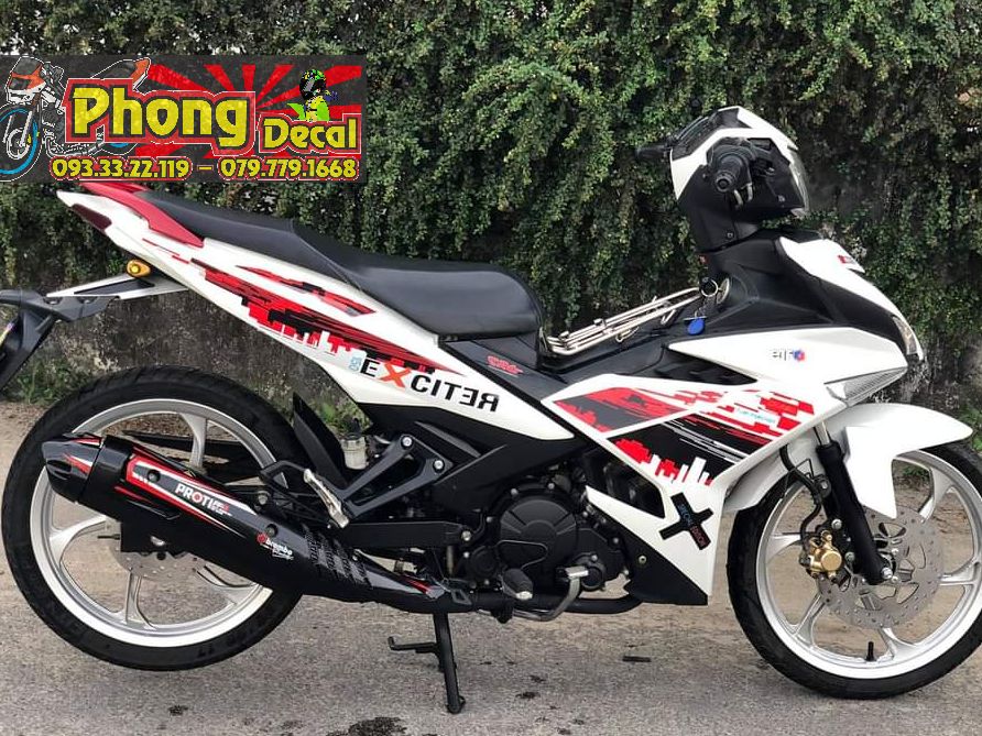 Tem rời ex 150 thành phố dán xe trắng phối đỏ