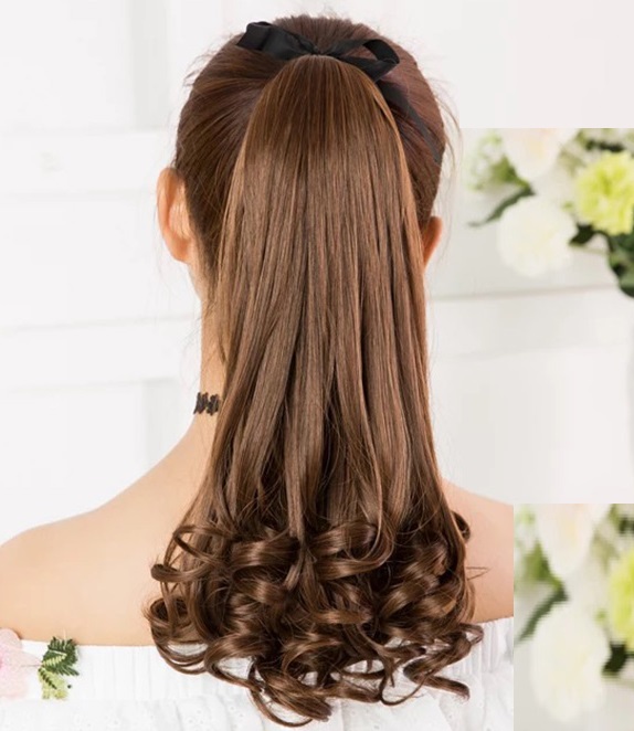 Tóc cột xoăn đuôi 48cm D15 😍FREESHIP😍 buộc tóc giả nữ Sỉ 40k đuôi tóc giả nữ thời trang, cột xoăn tóc giả