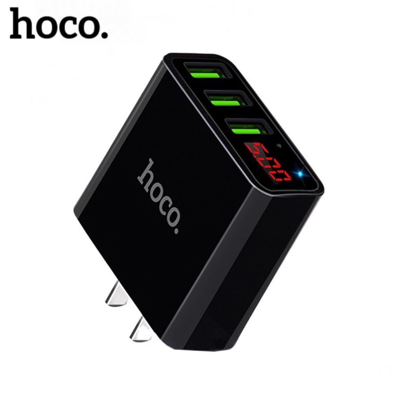 Củ sạc 3 cổng HOCO hiển thị dòng điện - Bộ cục kèm dây cho iphone samsung xiaomi ...vv