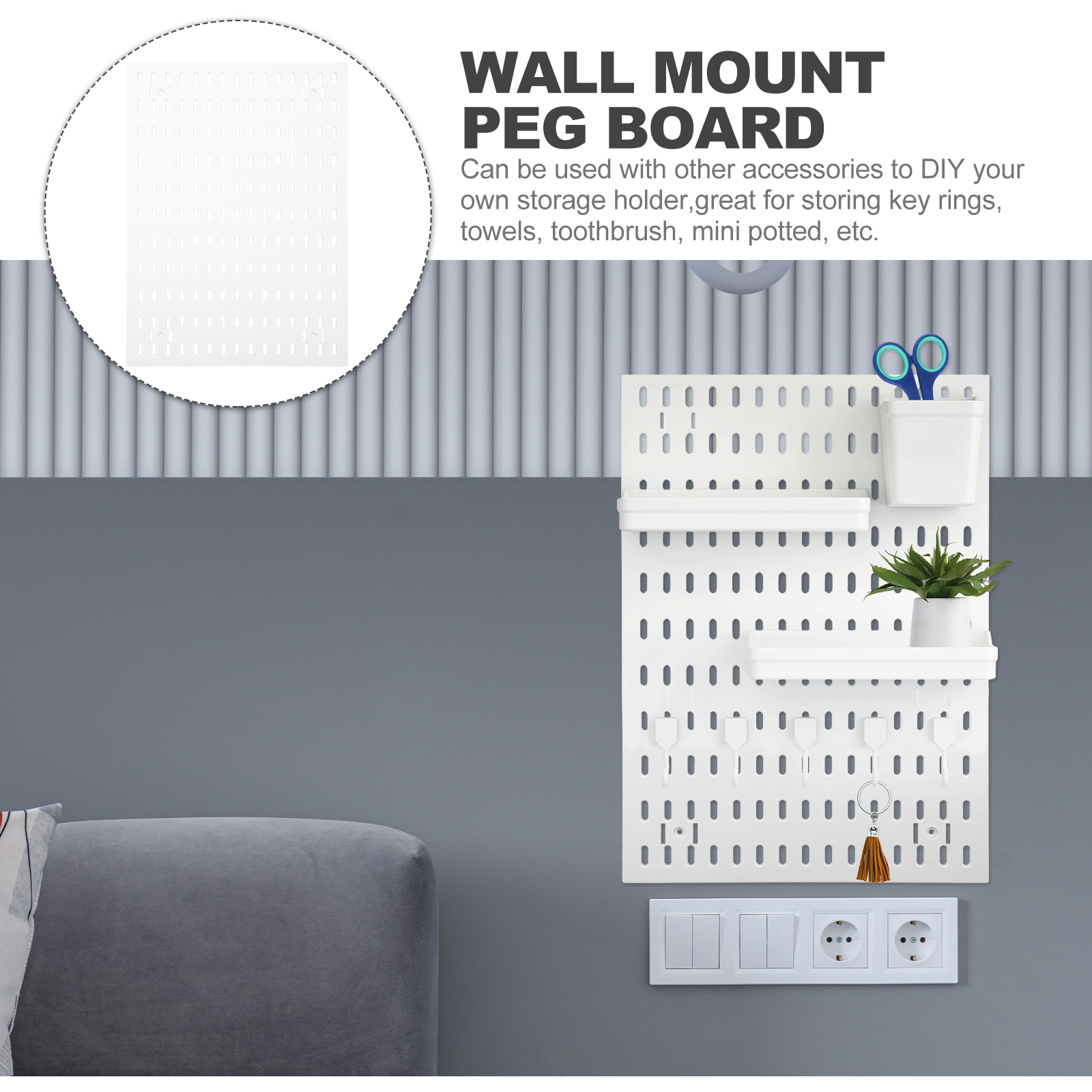 HAOYUNLA Peg Board Rack Pegboard Organizer Shelf Garage Peg Wall Household Plastic Office