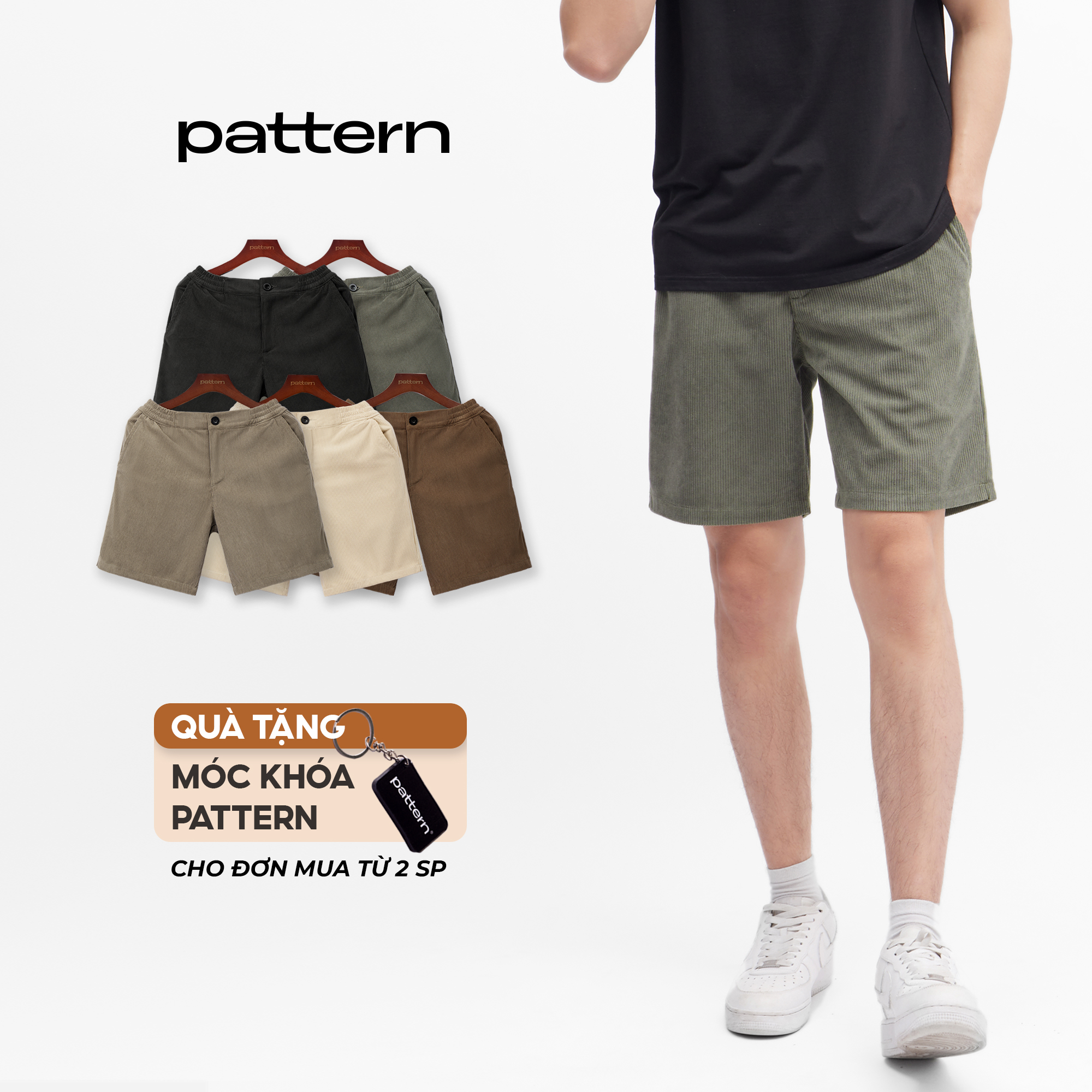 Quần short nhung tăm khóa kéo PATTERN ver2 PQ018