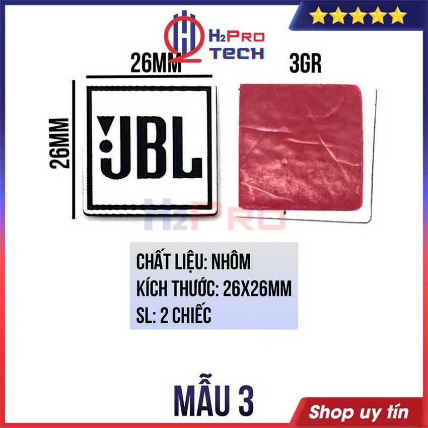 2 Tem Loa Jbl Chất Liệu Nhôm, Kích Thước 26X26Mm, Tem Dán Thùng Loa Jbl Cao Cấp Các Cỡ Bass 12 Đến 25-H2Pro Tech