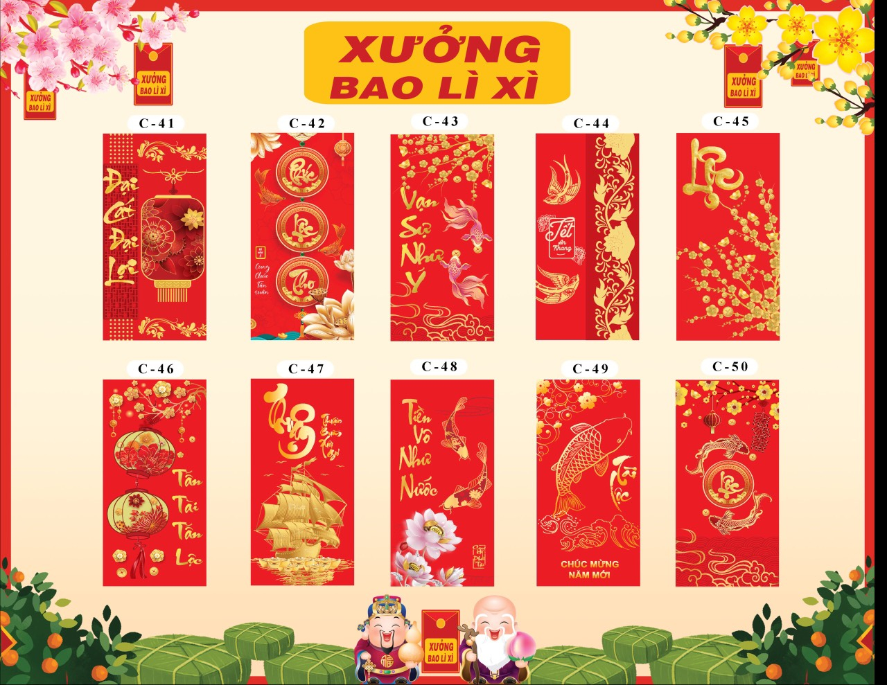 combo 10 bao  lì xì c4 giao ngẫu nhiên - bao lì xì cao cấp nhiều mẫu đẹp  - bao li xi -  mừng tết