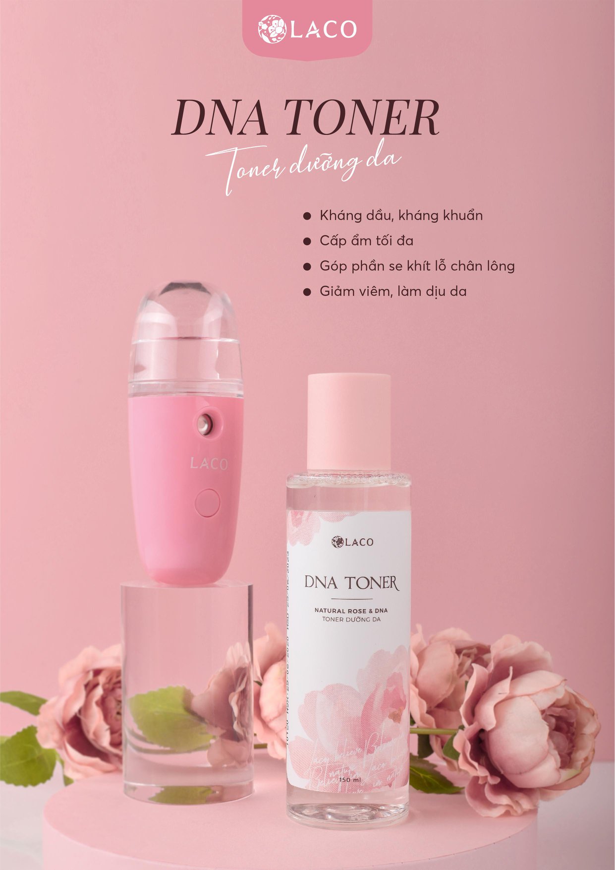 Combo Chăm Sóc Da Cơ Bản (Máy Rửa Mặt Laco Luxury + Sữa Rửa Mặt DNA + Toner)