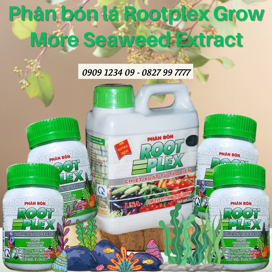 Phân bón lá grow more root plex seaweed extract 100ml nuôi dưỡng hoa, trái