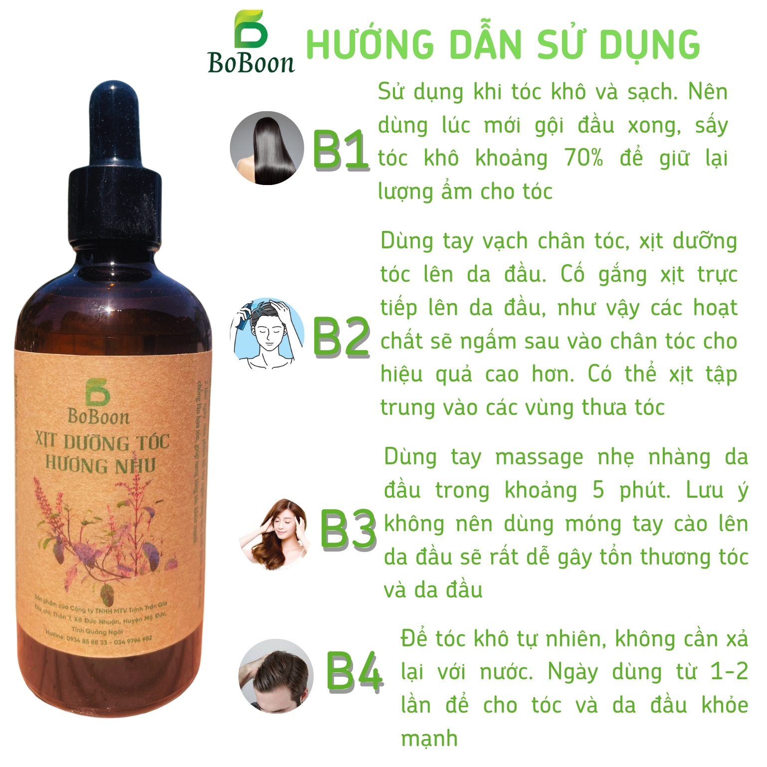 Xịt Dưỡng Tóc Boboon 100ml