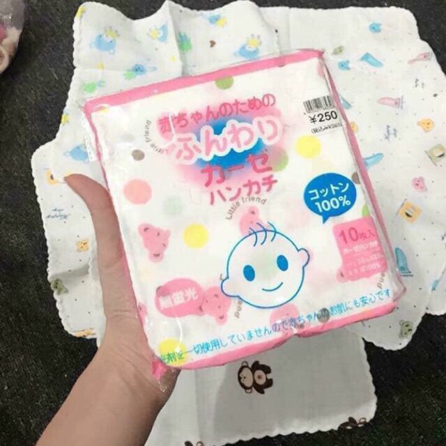 Sét 10 khăn xô sữa 2 lớp xuất Nhật loại hoa văn (khăn sữa inhinh xuất Nhật), sản phẩm tốt với chất lượng và độ bền cao, cam kết giống như hình