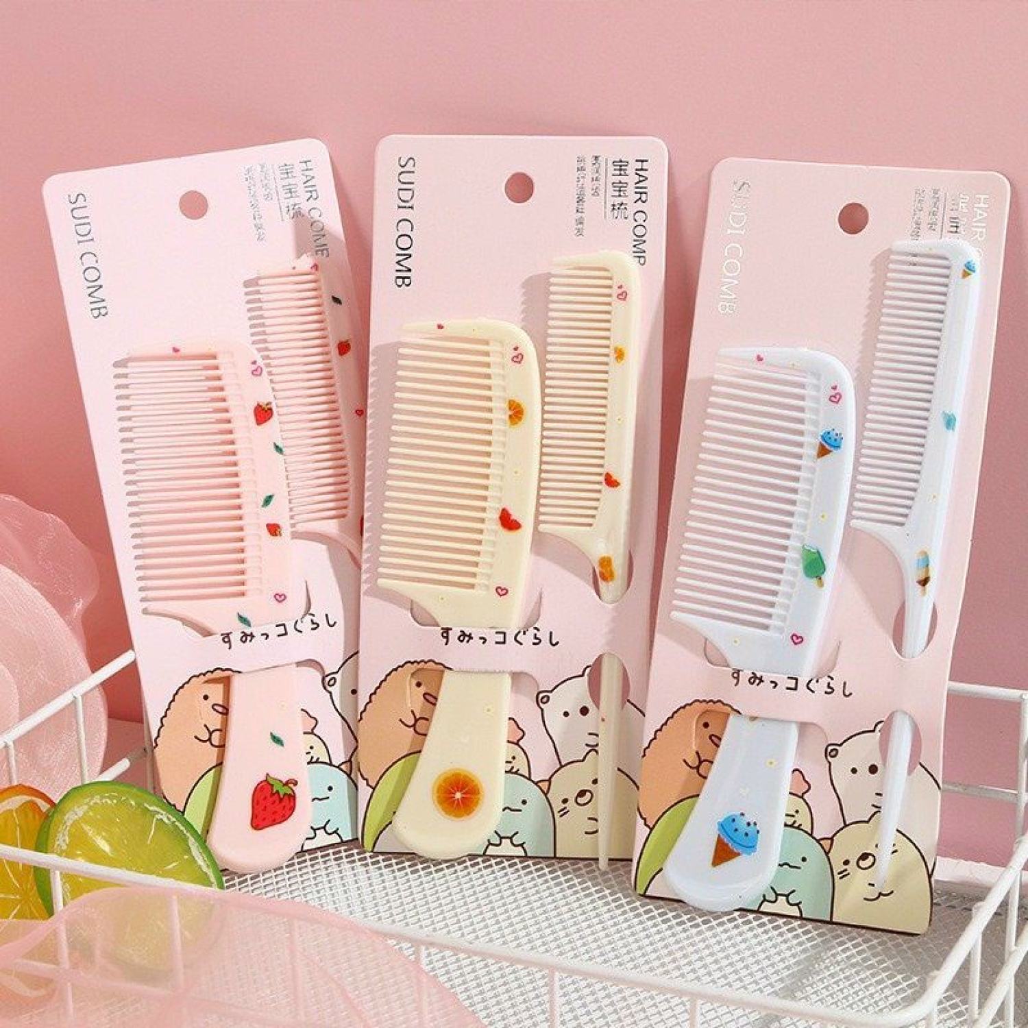 Set 2 lược tạo kiểu tóc họa tiết