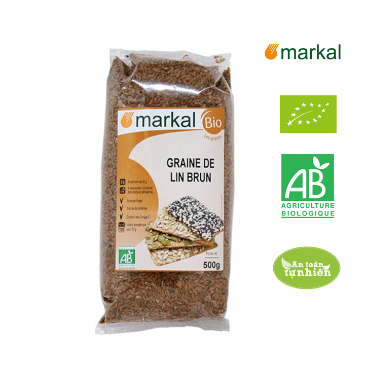 Hạt lanh nâu hữu cơ Organic Brown FlaxSeed Markal 500g nhập khẩu Pháp