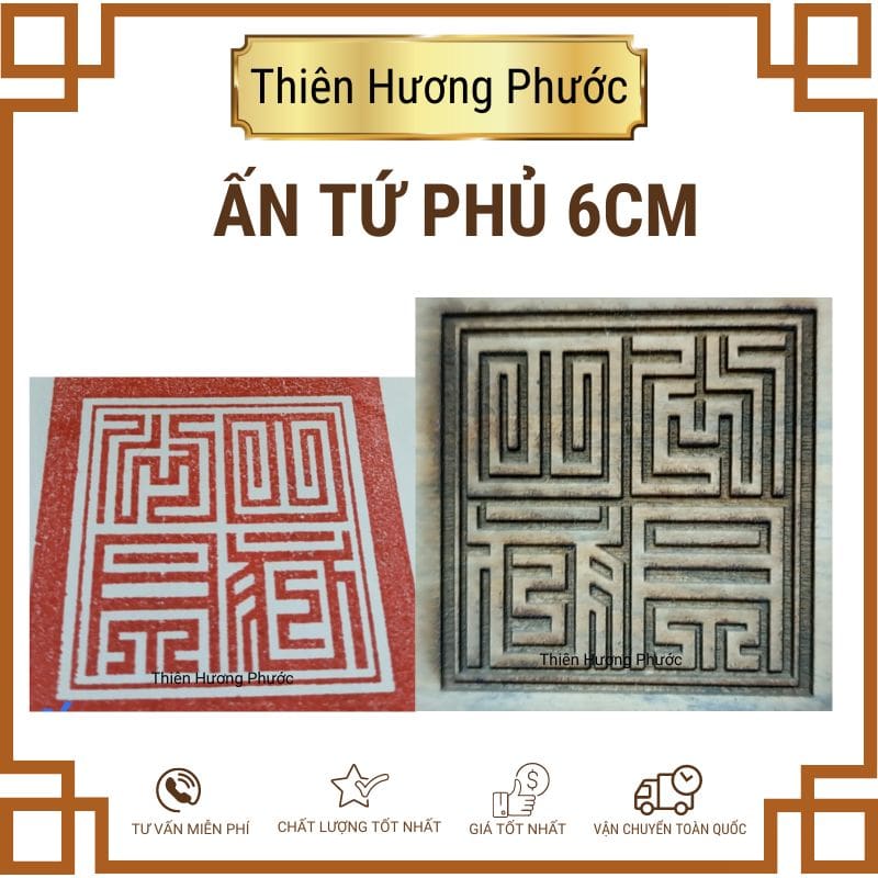 Ấn tứ phủ 6cm gỗ thị