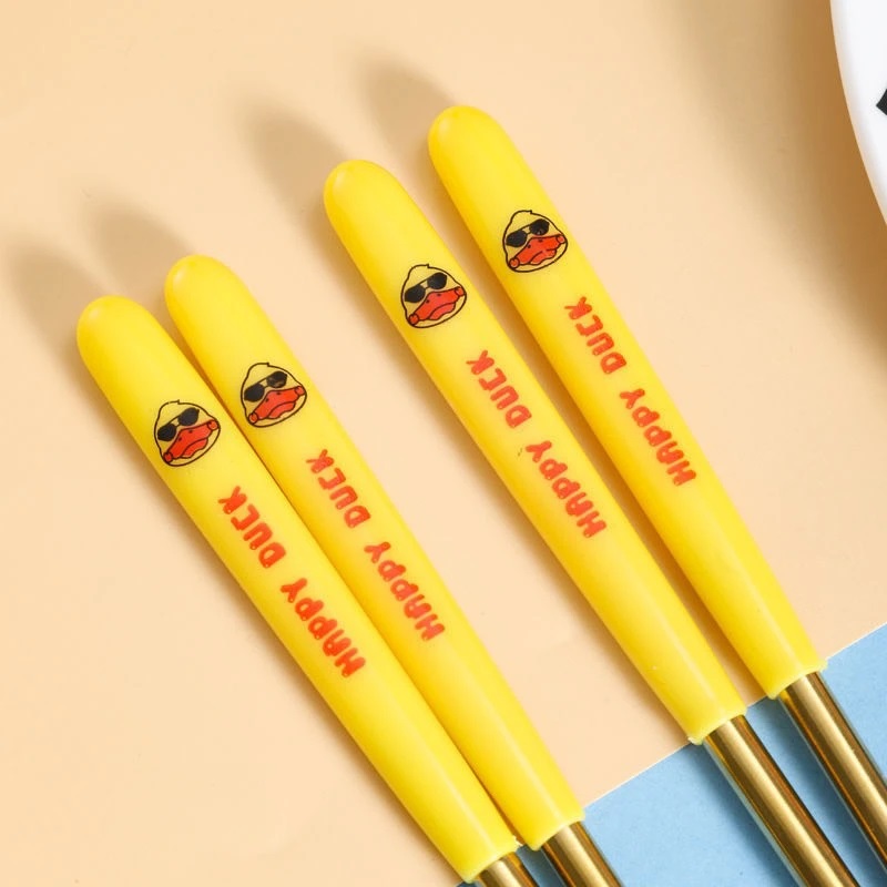 Set 5 đôi đũa inox chú vịt vàng