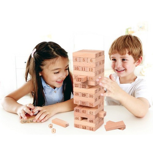 trò chơi rút gỗ 54 thanh in số cho bé, bộ đồ chơi rút gỗ 54 thanh kèm 4 viên xúc xắc giúp bé phát triển trí tuệ rèn luyện khả năng tập trung và khéo léo cho bé, huy tuấn 7