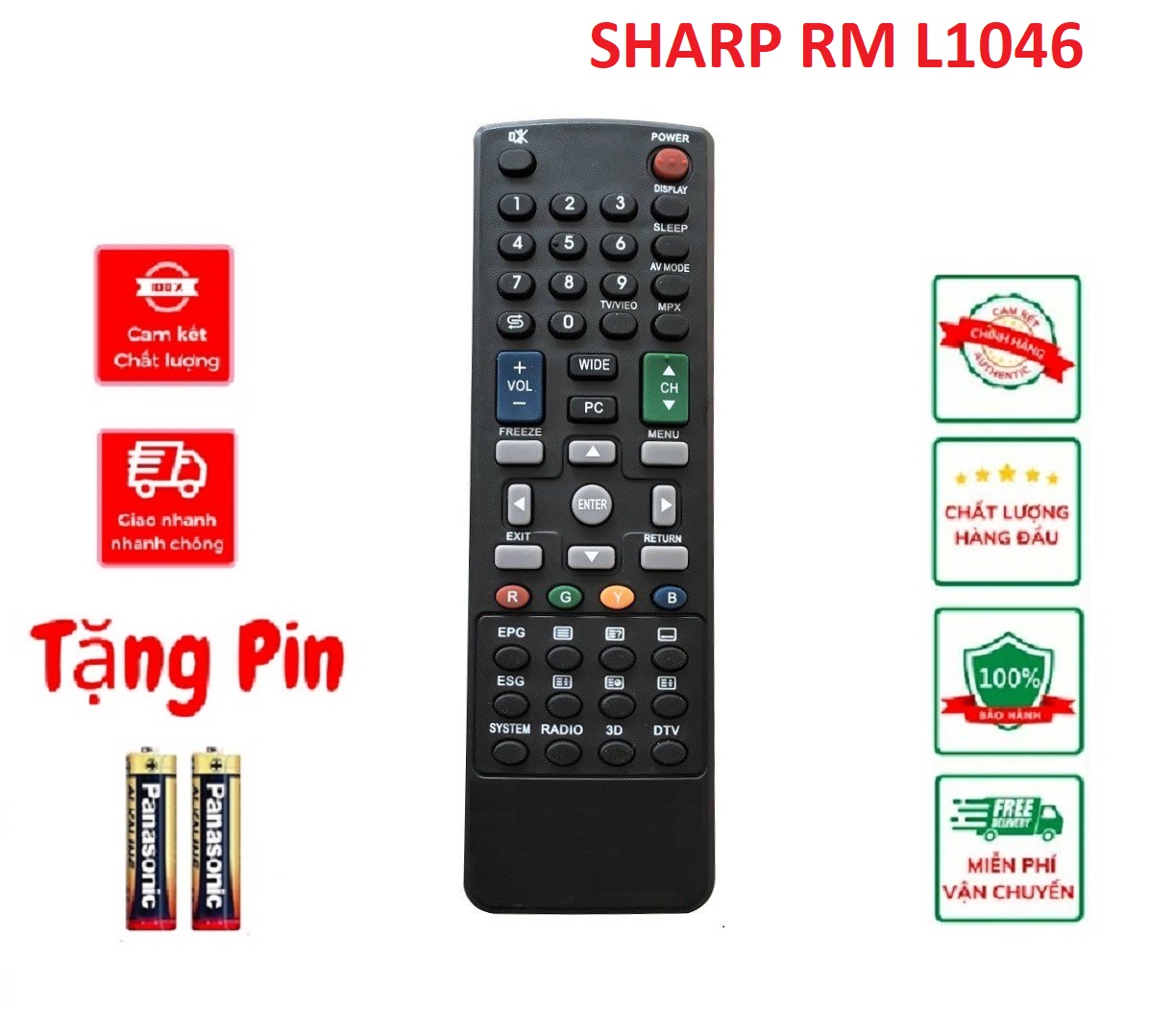 Điều khiển tivi rm-l1046 sharp ,remote tivi sharp rm l1046