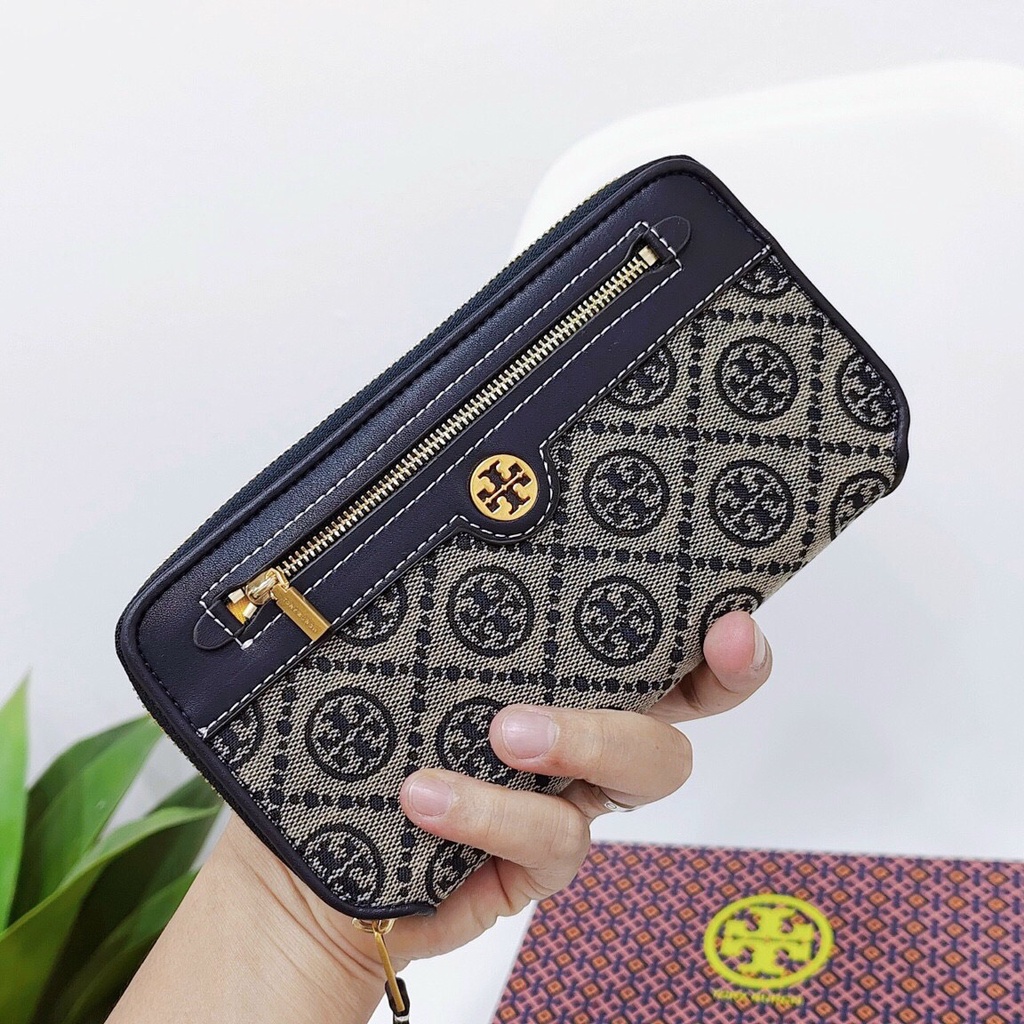 [FULL BOX] Tory Burch- T Monogram Jacquard Zip Continental Wallet 793