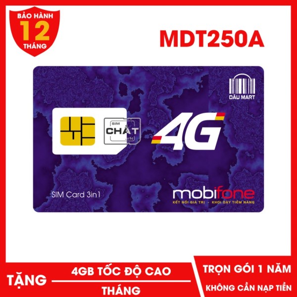 SIM 4G MDT250A Mobifone Miễn Phí 12 Tháng Không Cần Nạp Tiền Với Khuyến Mãi DATA 4GB / Tháng Mua Về Dùng Ngay - DMC Telecom