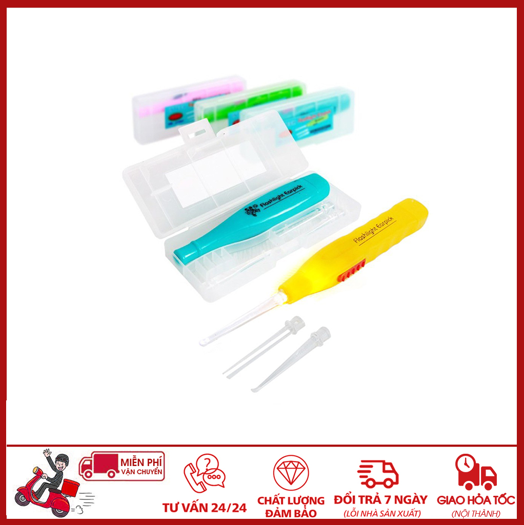 ⛔GIADUNGHOALONG⛔ Lấy ráy tai có đèn (TẶNG 2 ĐẦU - LOẠI HỘP NHỰA)