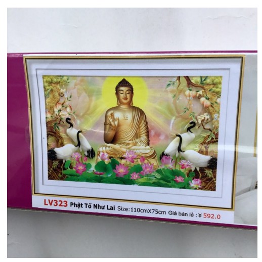 Tranh Đính Đá PHẬT (ĐÁ ABC CAO CẤP). Kích Thước: 1m1 x 75cm