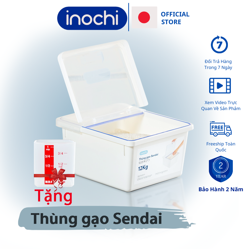 Thùng đựng gạo - thùng gạo 12 Kg Thông Minh Đạt Tiêu Chuẩn Nhật Bản thố đựng gạo Chính hãng chống côn trùng và ẩm mốc