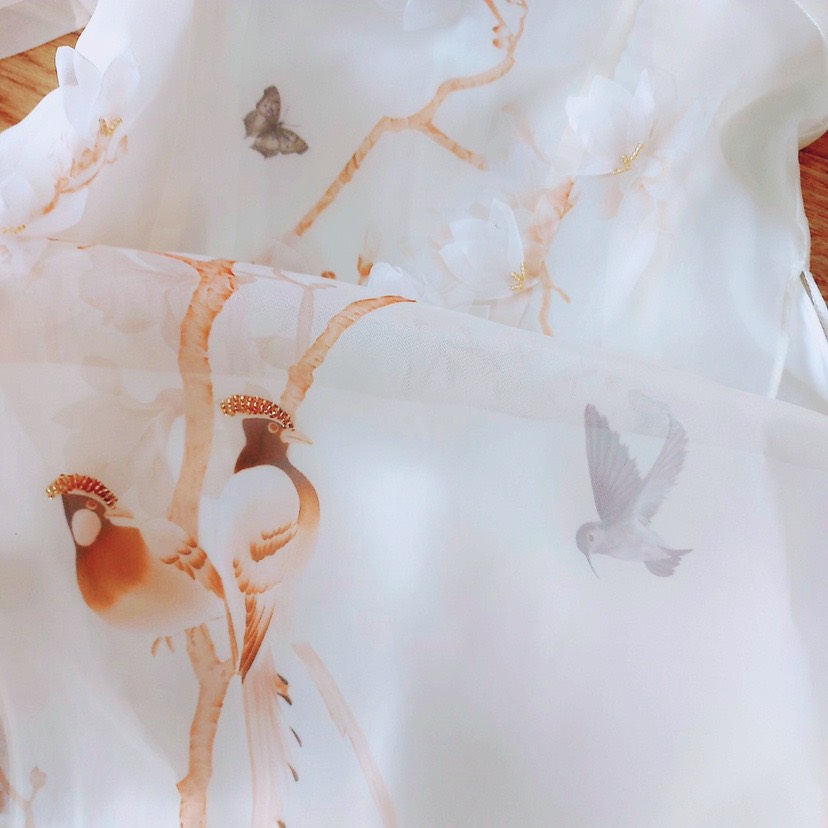 Áo Dài Truyền Thống Ivy Áo Dài Cách Tân Nữ Áo Dài Trắng Đính Hoa Mai Hoa Đào Nhẹ Nhàng Cho Nữ Tone Dáng Nâng Da Cực Xinh AD02