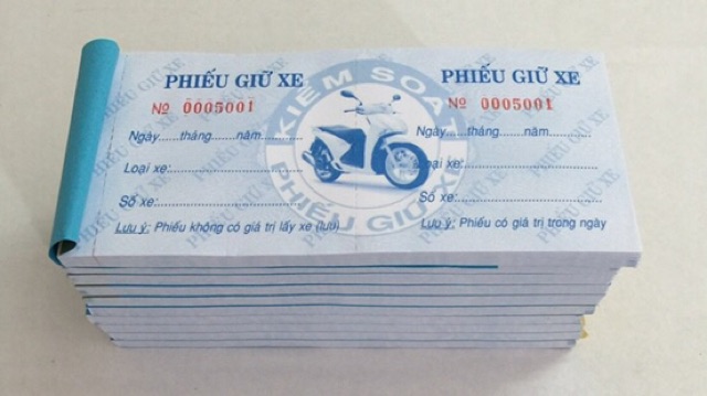 10 Quyển Phiếu giữ xe có số Seri
