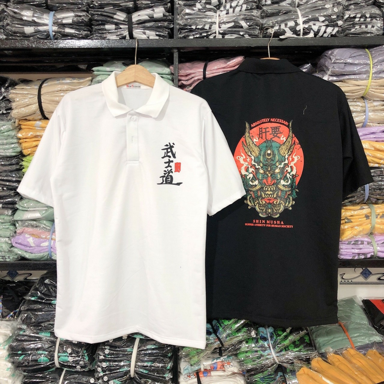 ÁO THUN NAM NỮ IN HÌNH MẶT QUỶ NHẬT BẢN PHỐI CỔ SƠ MI CỰC CHẤT L76