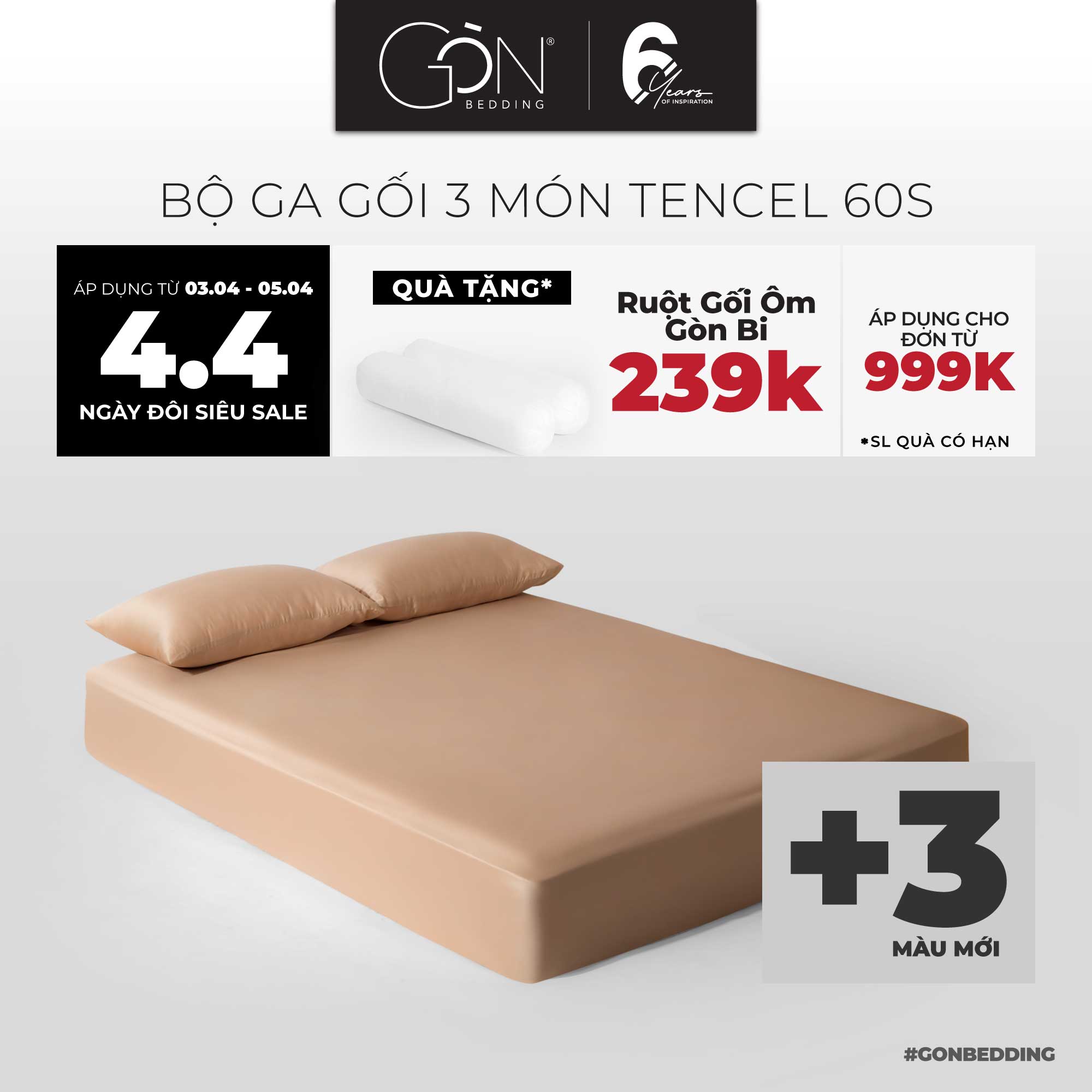 Bộ Ga Gối 3 Món Gòn Bedding Lụa Tencel 60s Màu Trơn Cao Cấp 1m6x2m | 1m8x2m