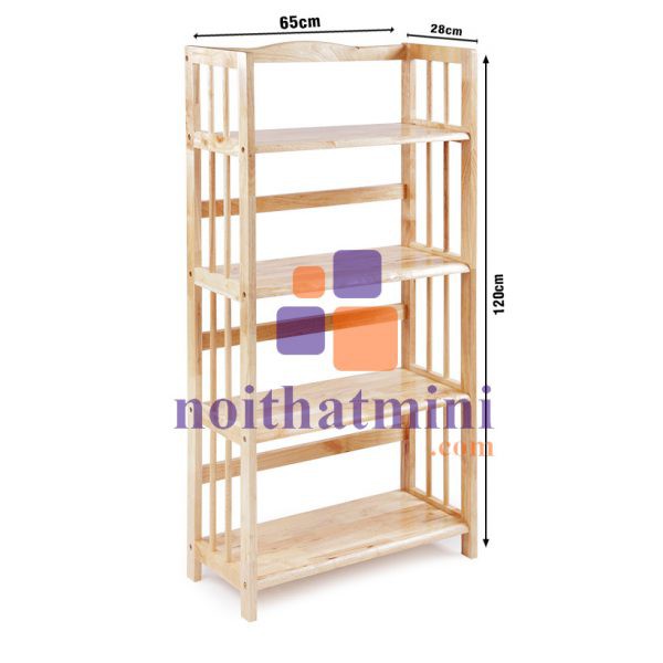 Kệ sách 4 tầng dài 65 cm gỗ cao su