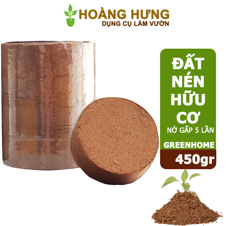 Đất nén hữu cơ, 600gr, mụn sơ dừa bánh lớn đã qua xử lý, nở gấp 5 lần, trồng rau, trộn giá thể trồng cây |Greenhome