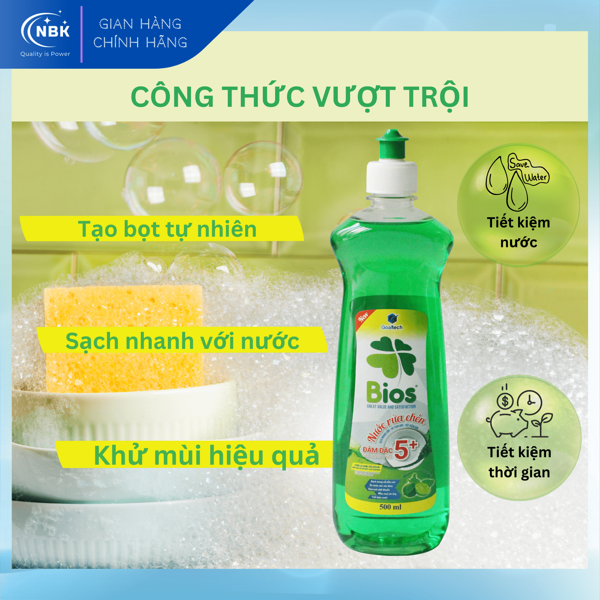 DISHES WASHING LIQUID BIOS GREEN TEA LEMON INCENSE 500ml/Bottle