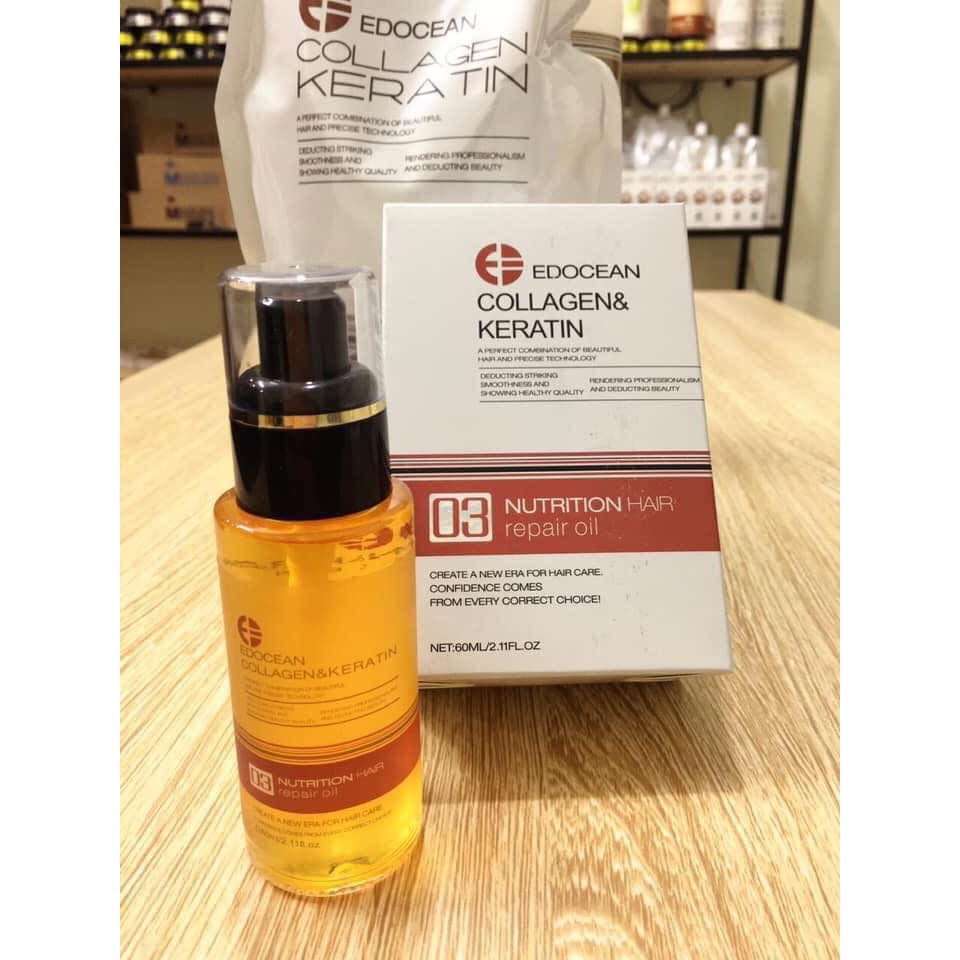 Tinh dầu EDOCEAN Collagen Keratin dưỡng bóng tóc 60ml