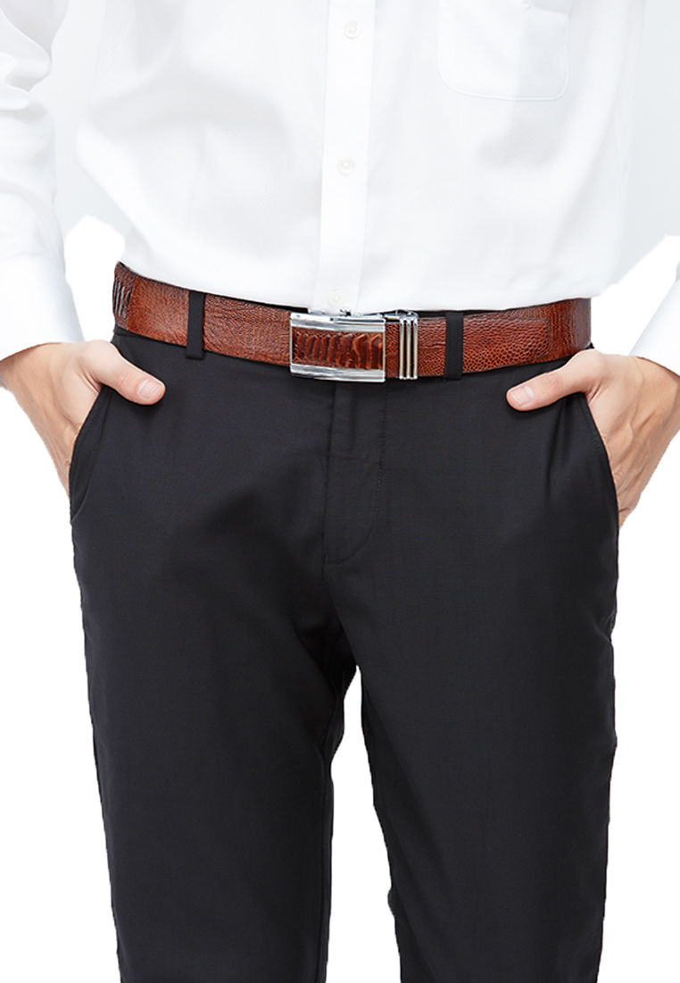 Brown assorted ostrich leather men's belt