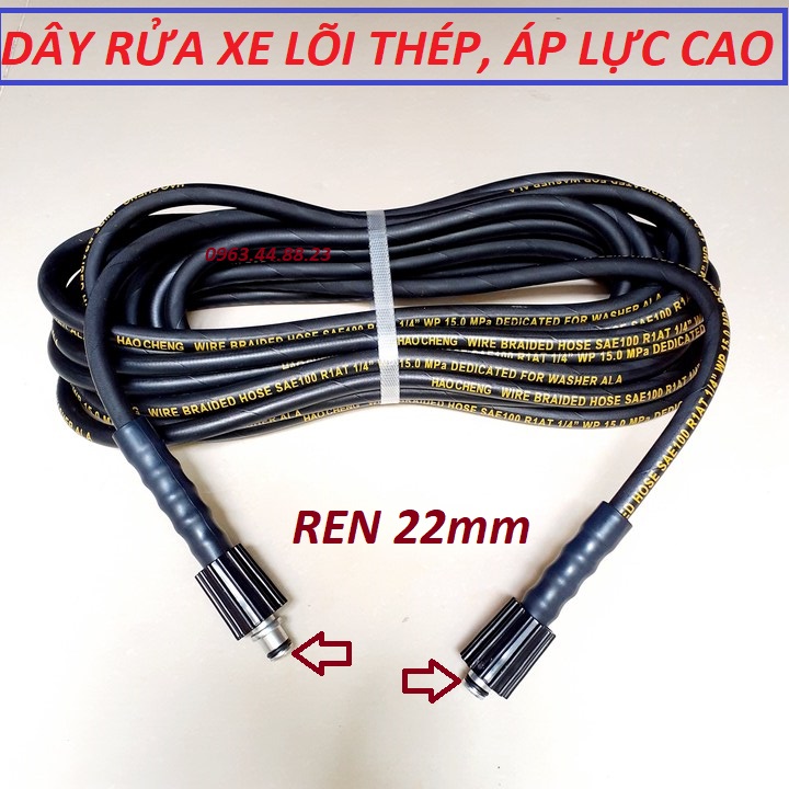 dây rửa xe lõi thép áp lực cao 20M - Ren trong 22mm (đen) | dây cao áp cho máy rửa xe | dây xịt rửa xe | dây xịt rửa xe áp lực cao | dây rửa xe | dây rửa xe cao áp | dây rửa xe áp lực cao | dây rửa xe áp lực | dây rửa xe mini