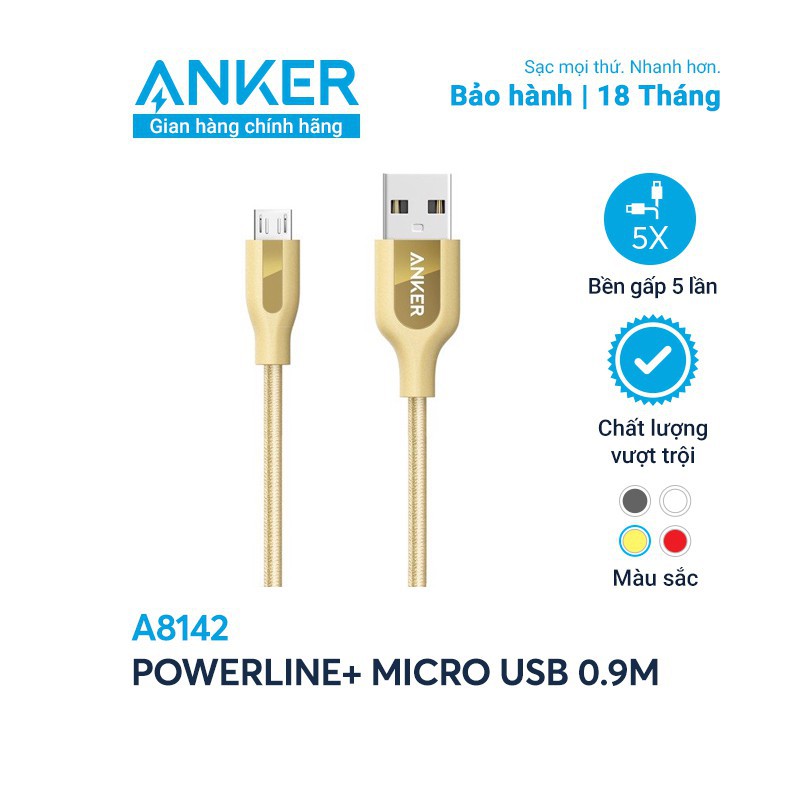 Cáp Sạc Anker Powerline+ Micro Usb Dài 1.8M Kèm Bao Da- A8143