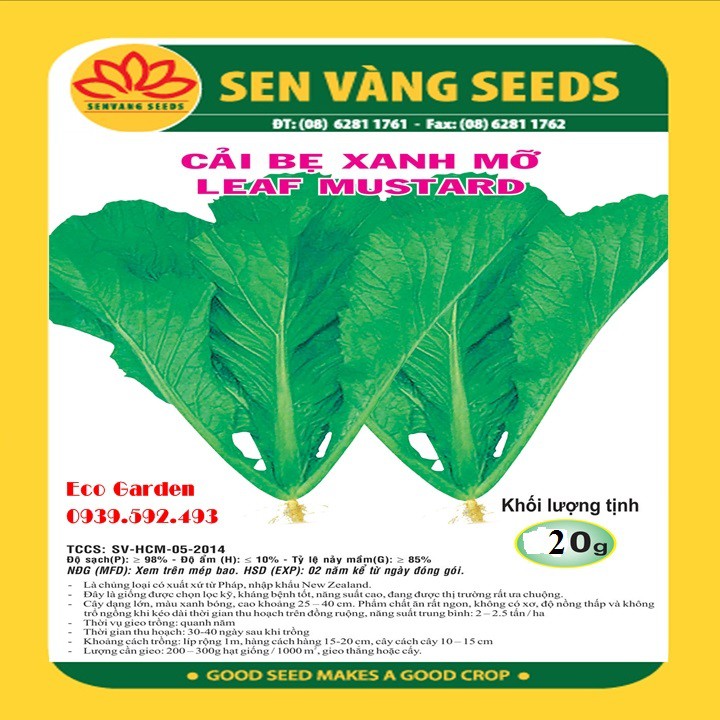 Hạt Giống Cải Bẹ Xanh Mỡ No.2 Phú Nông - 20g