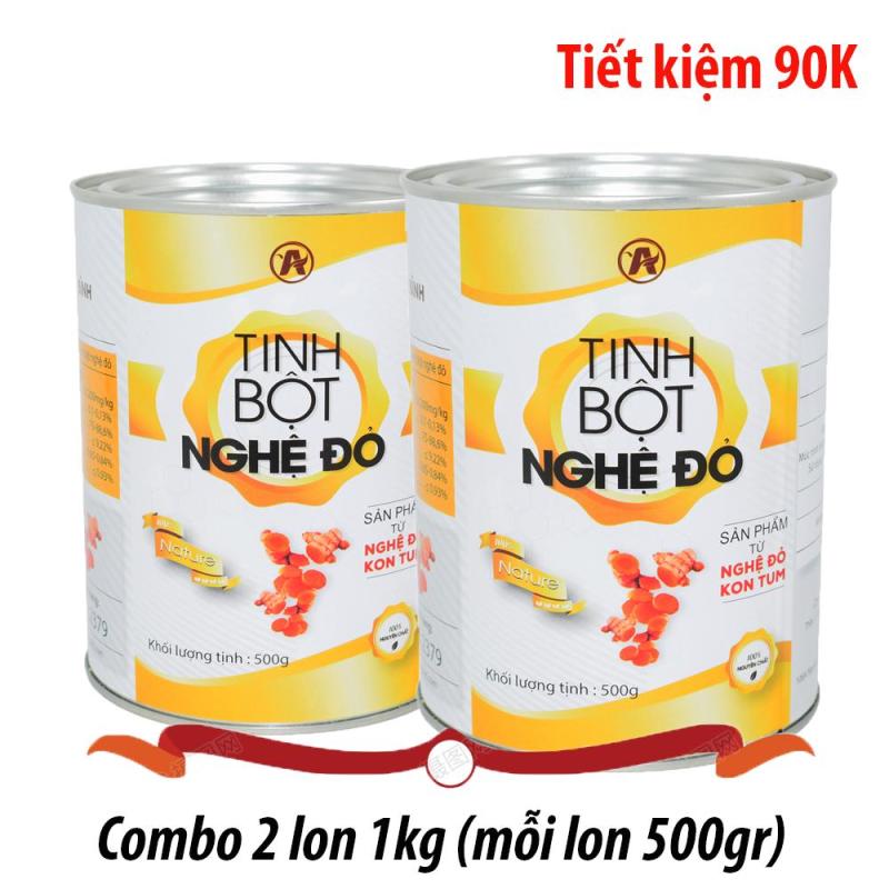 Combo 1kg tinh bột nghệ Đỏ An Bình (mỗi lon 500gr)