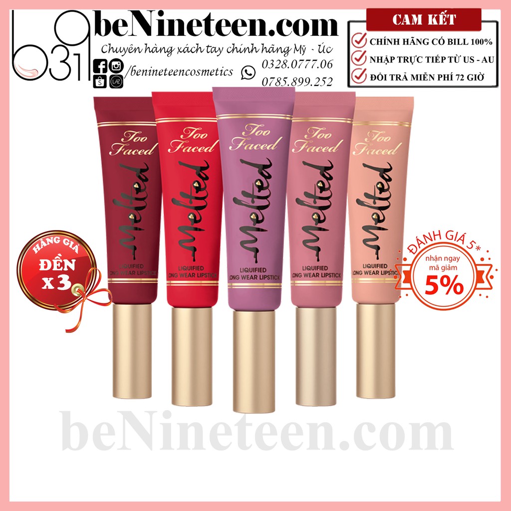 [SALE OFF 50%] Son Nước Too Faced Melted Long Wear Lipstick [BeNineteen]